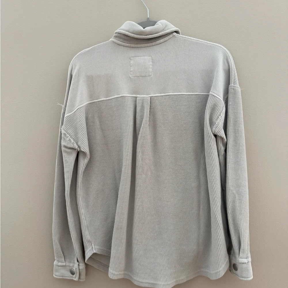 Cream Ribbed Button-Up Jacket - Picture 2 of 2